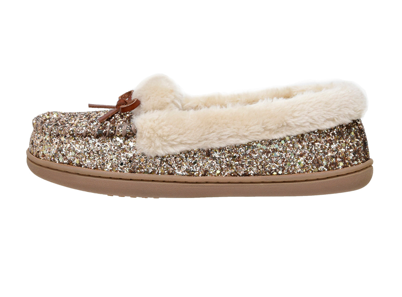 Glitter moccasin hot sale slippers womens